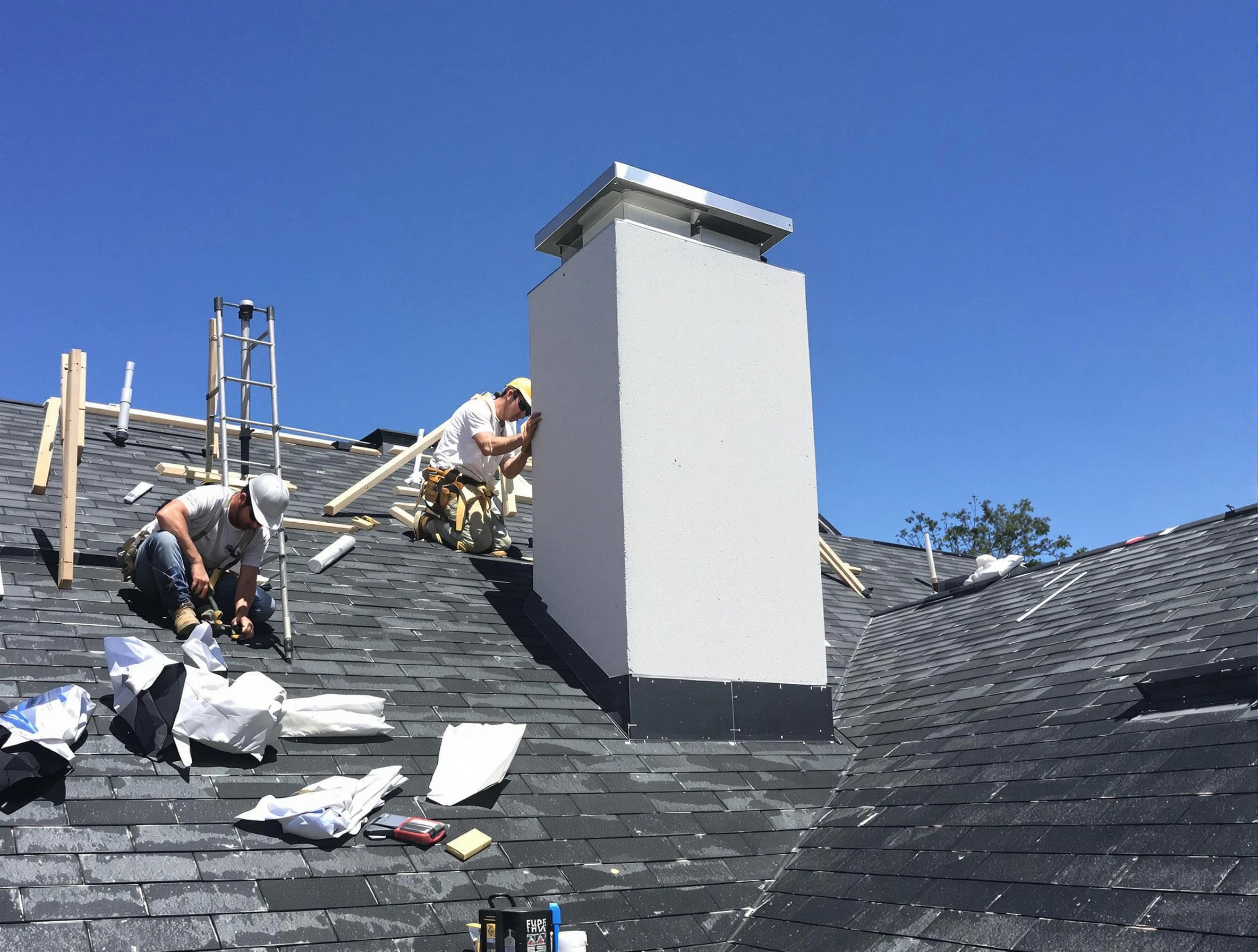Newnan Chimney Sweep crew installing a new chimney in Newnan, GA