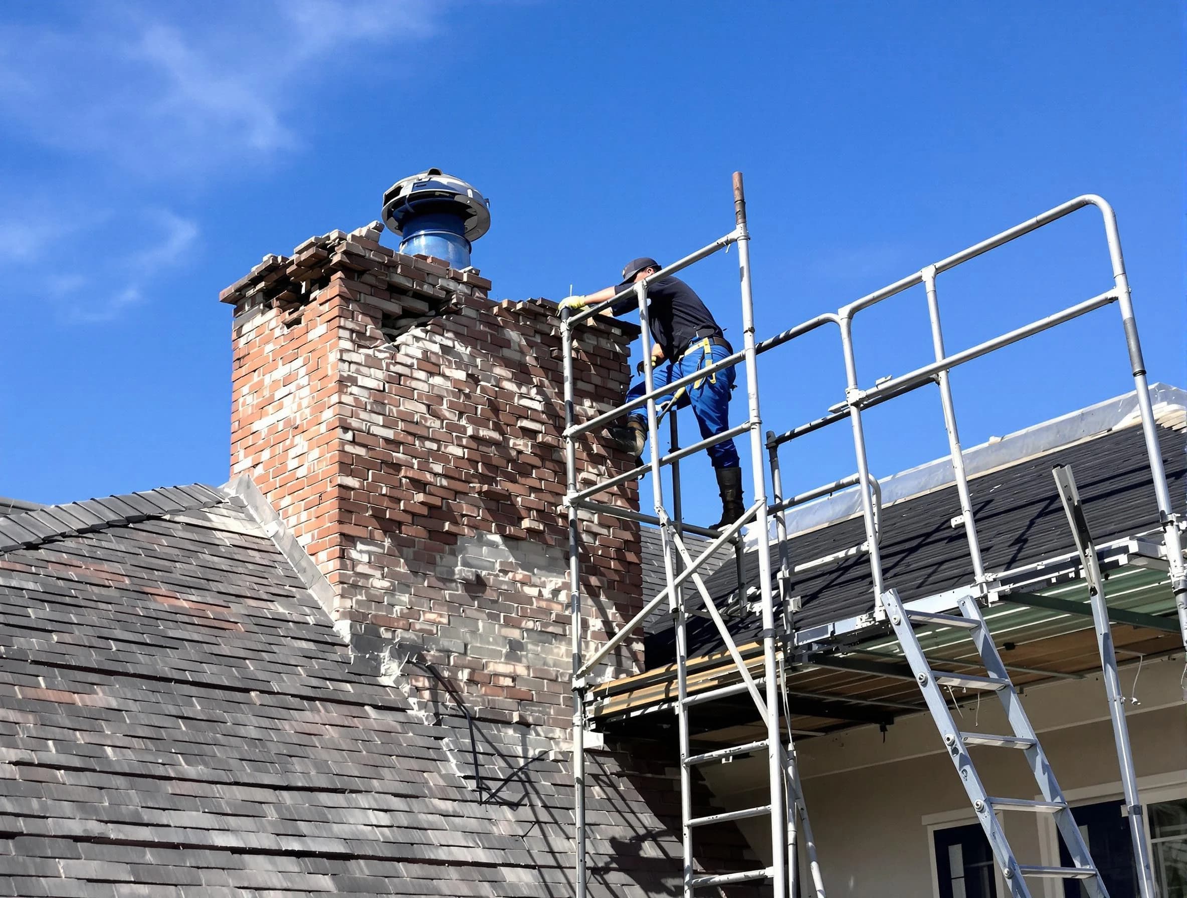 Rebuilding a chimney structure by Newnan Chimney Sweep in Newnan, GA