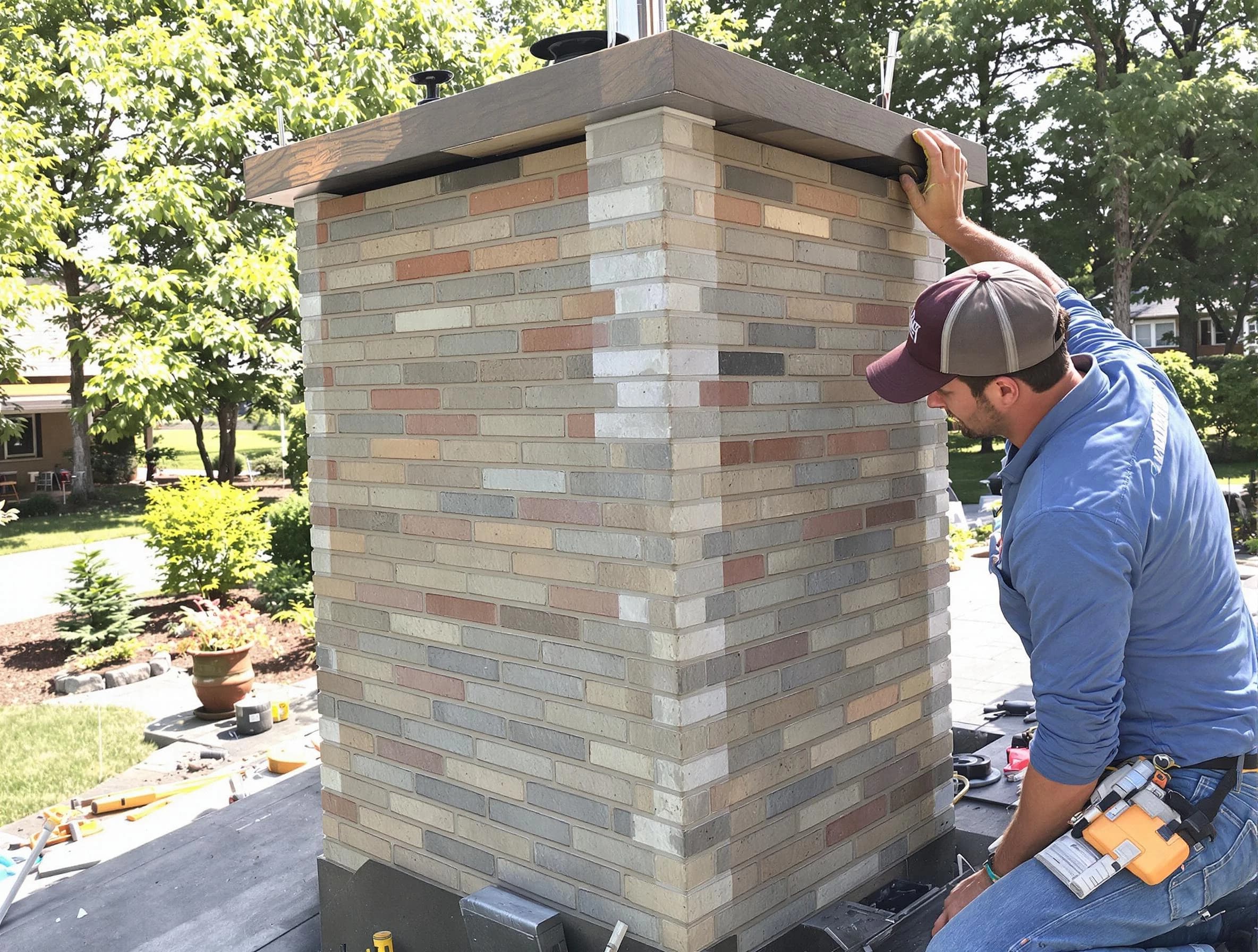 Newnan Chimney Sweep completing a modern chimney remodel in Newnan, GA