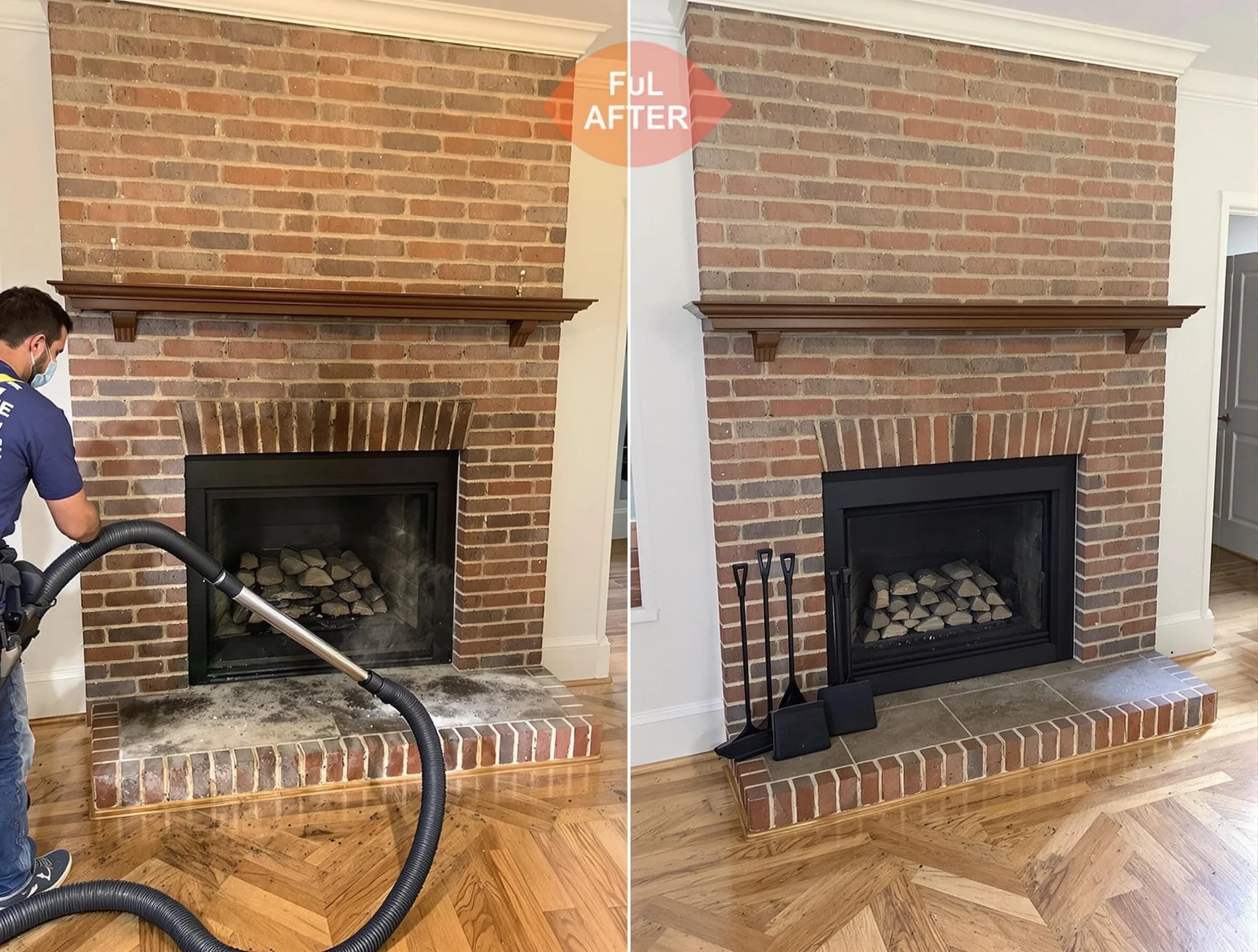 Newnan Chimney Sweep carefully sanitizing a fireplace in Newnan, GA