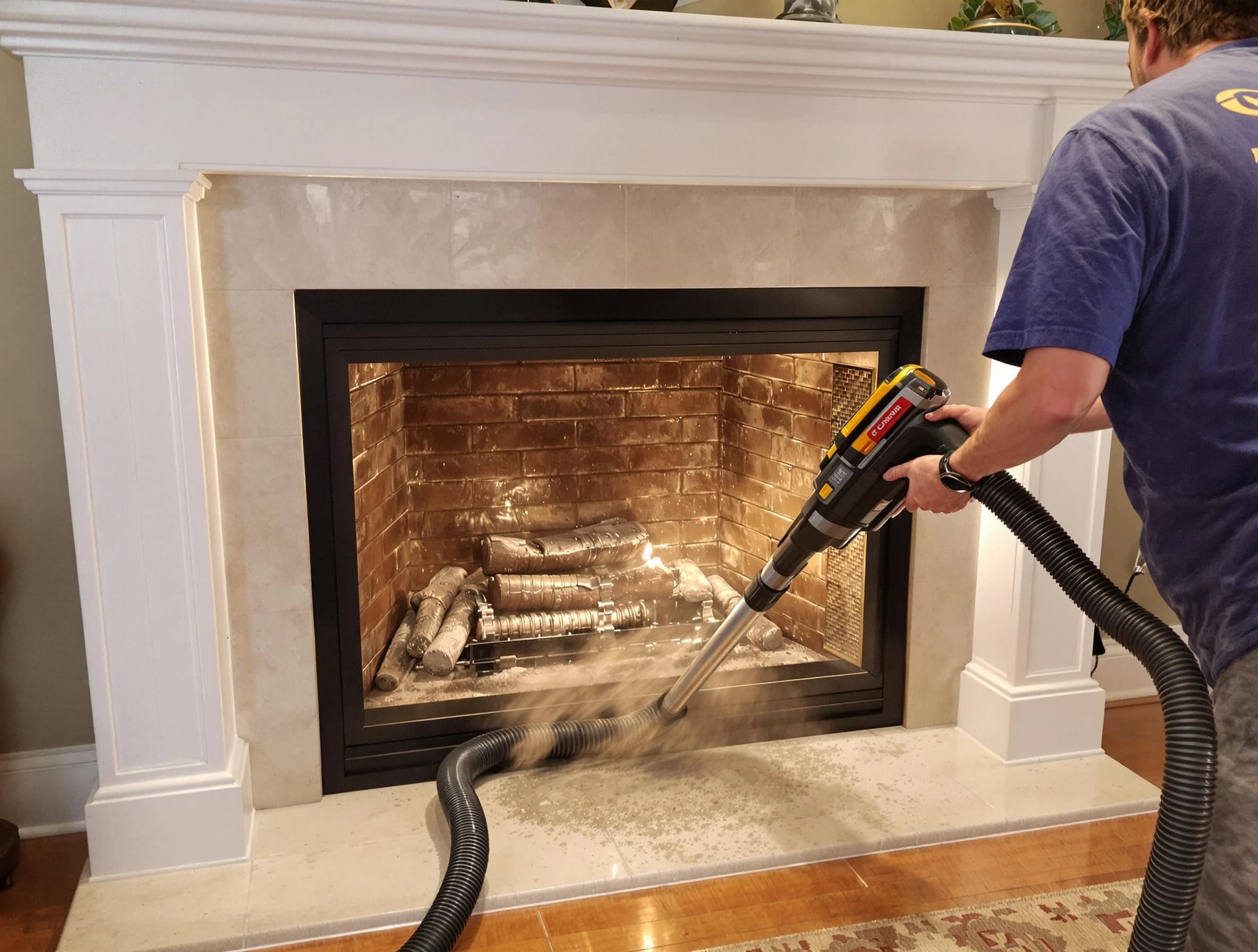 Fireplace cleaning performed by Newnan Chimney Sweep in Newnan, GA