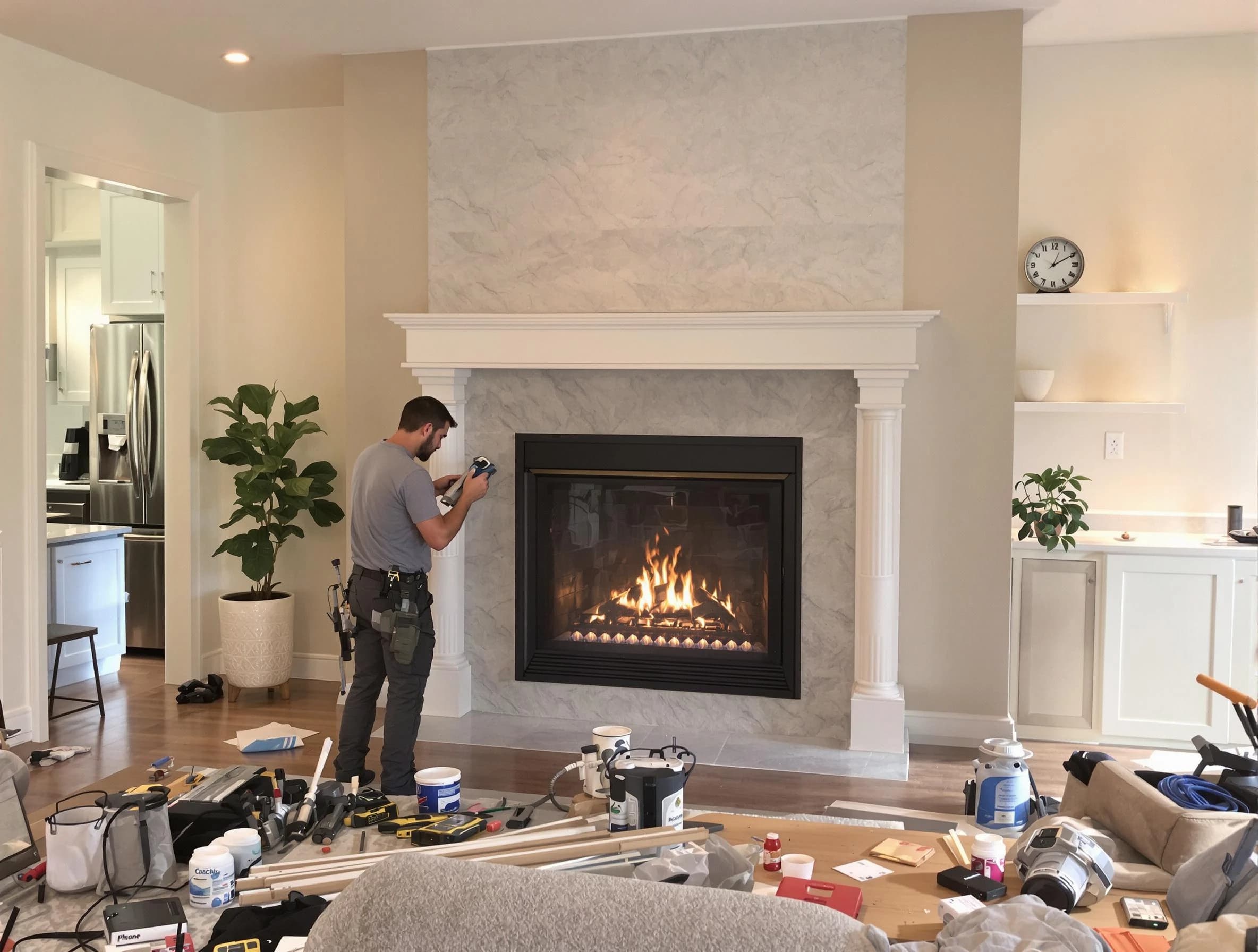 Newly installed fireplace by Newnan Chimney Sweep in Newnan, GA