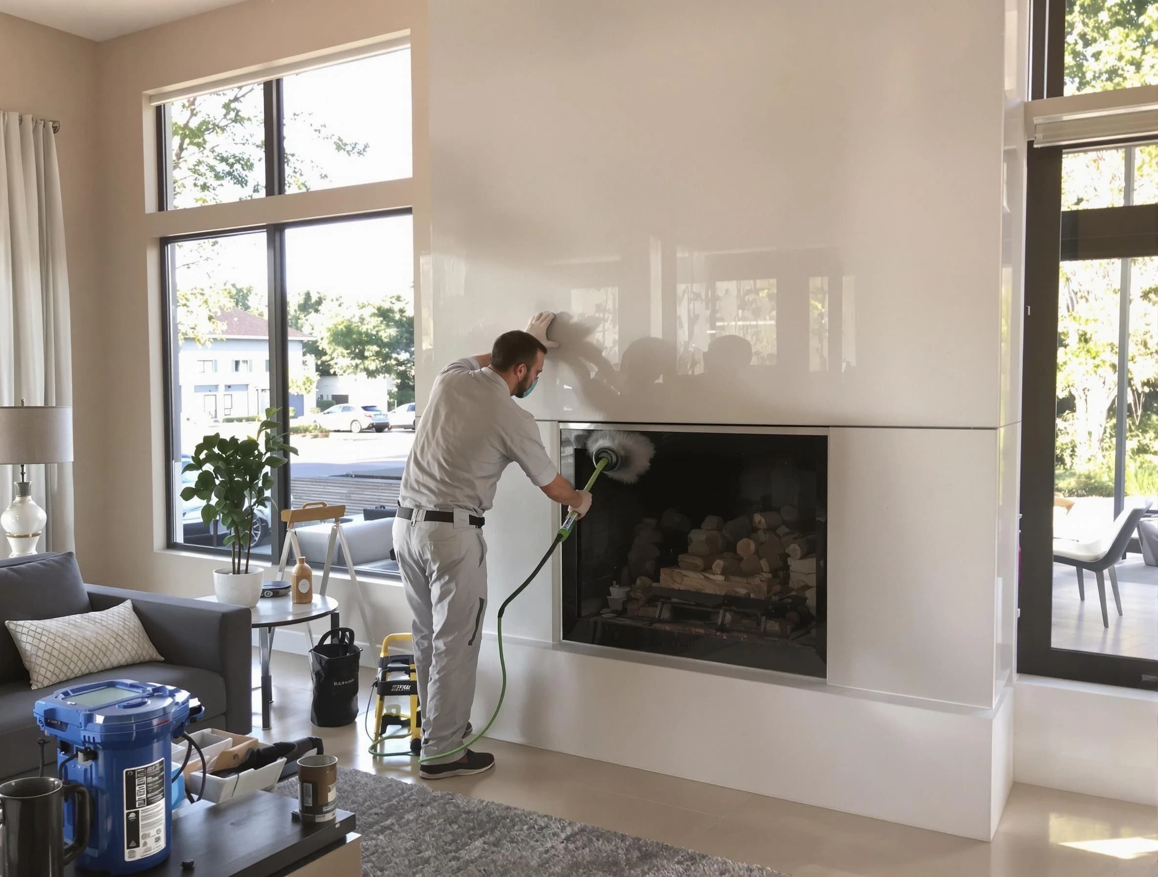 Newnan Chimney Sweep performing thorough soot removal in Newnan, GA