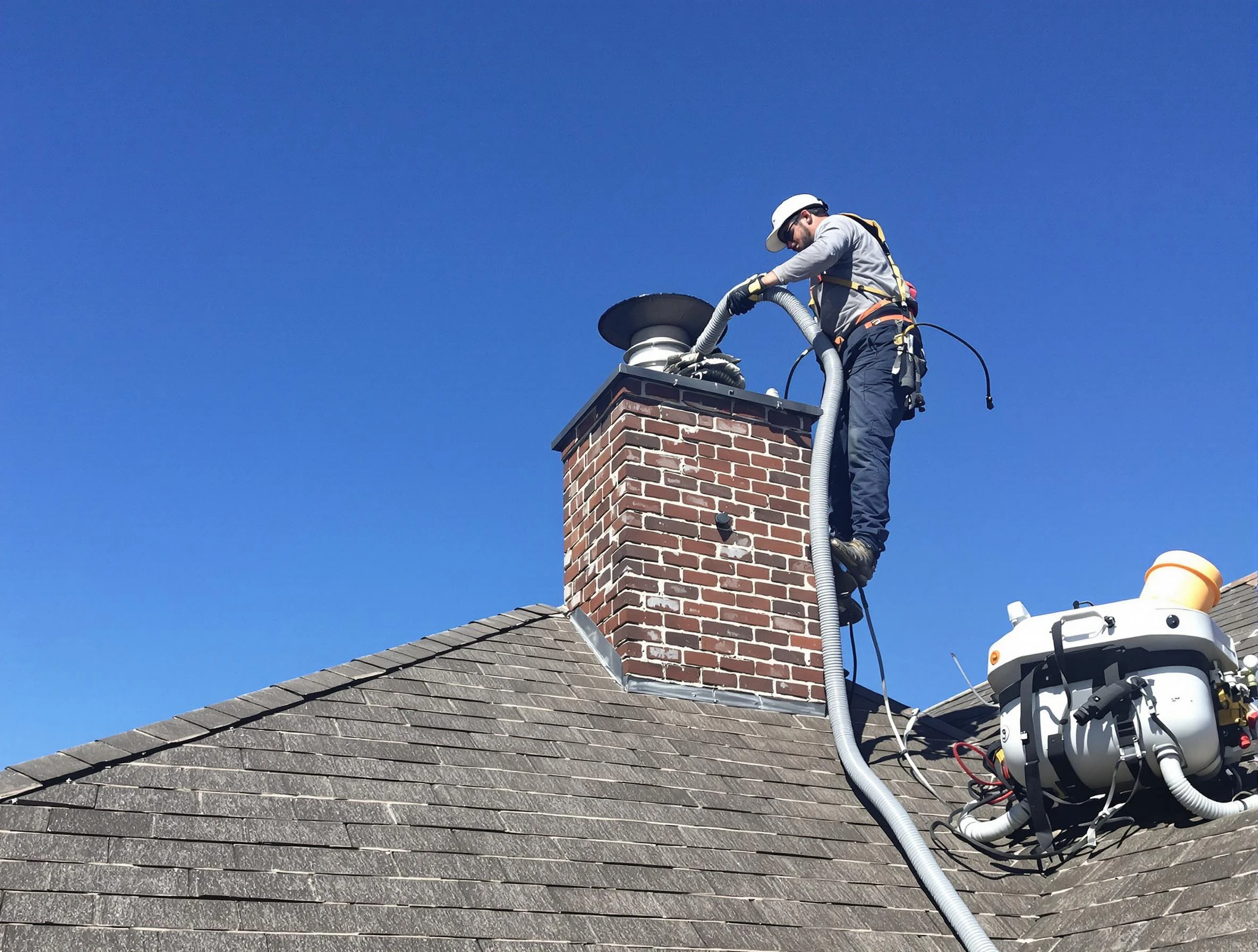 Dedicated Newnan Chimney Sweep team member cleaning a chimney in Newnan, GA