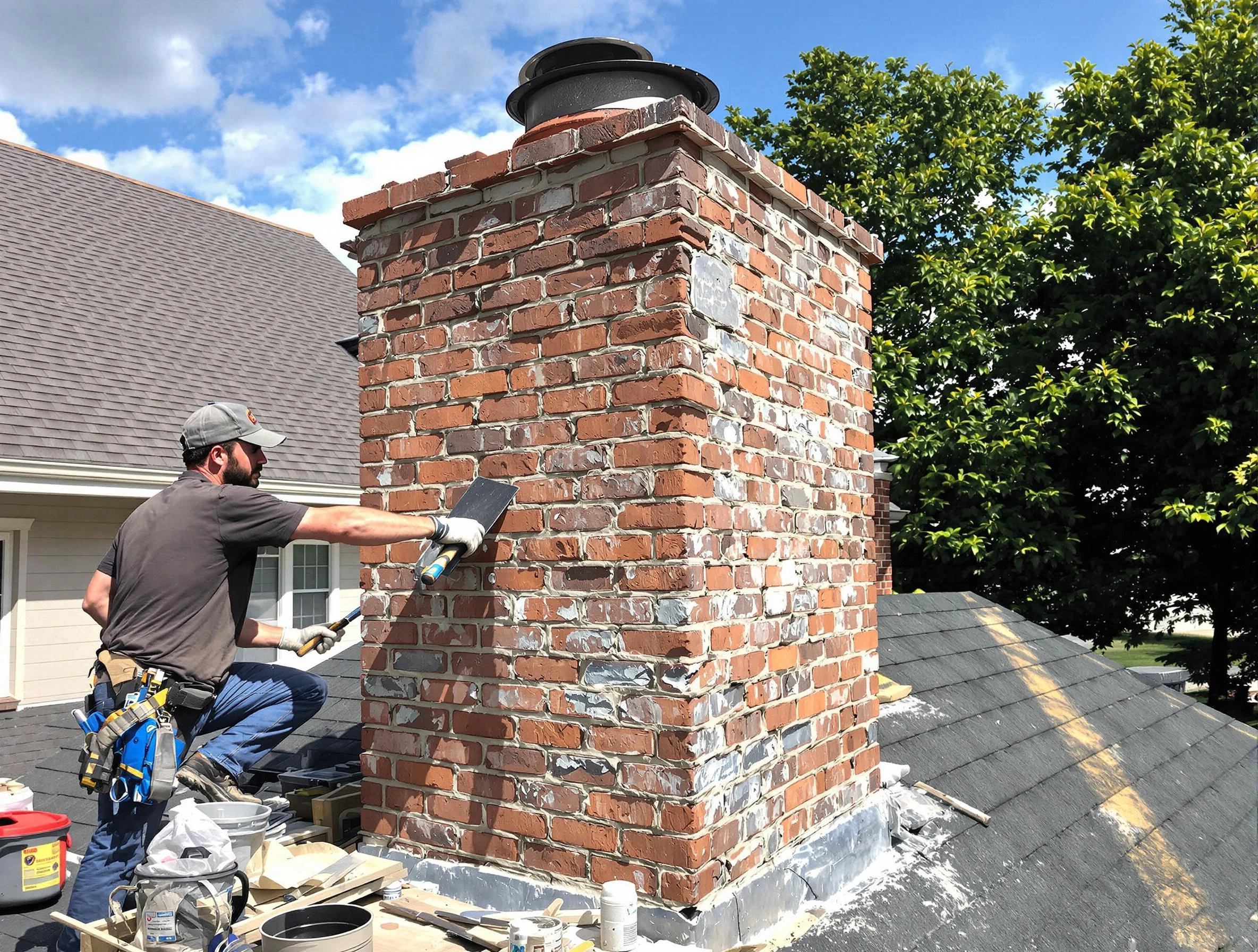 Completed chimney rebuild by Newnan Chimney Sweep in Newnan, GA
