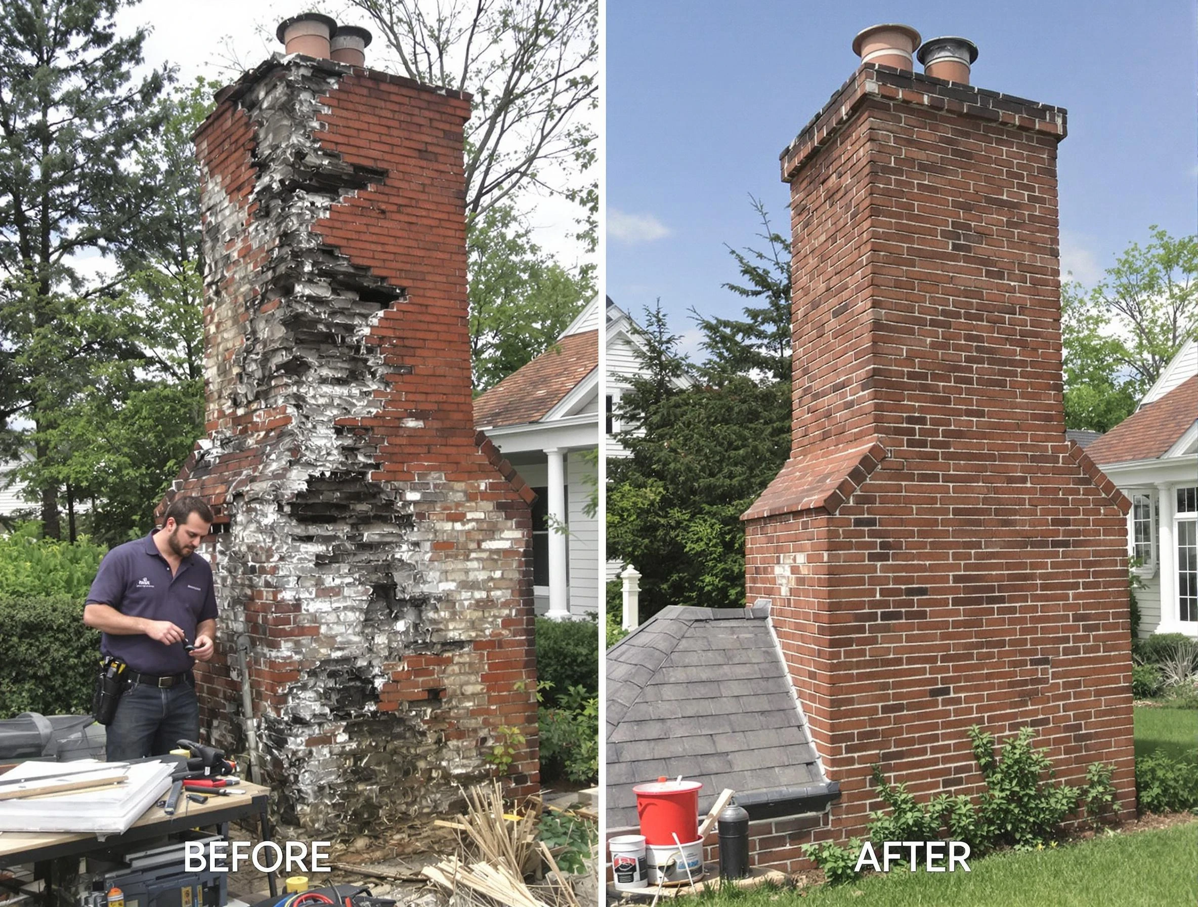 Newnan Chimney Sweep performing a full chimney restoration in Newnan, GA