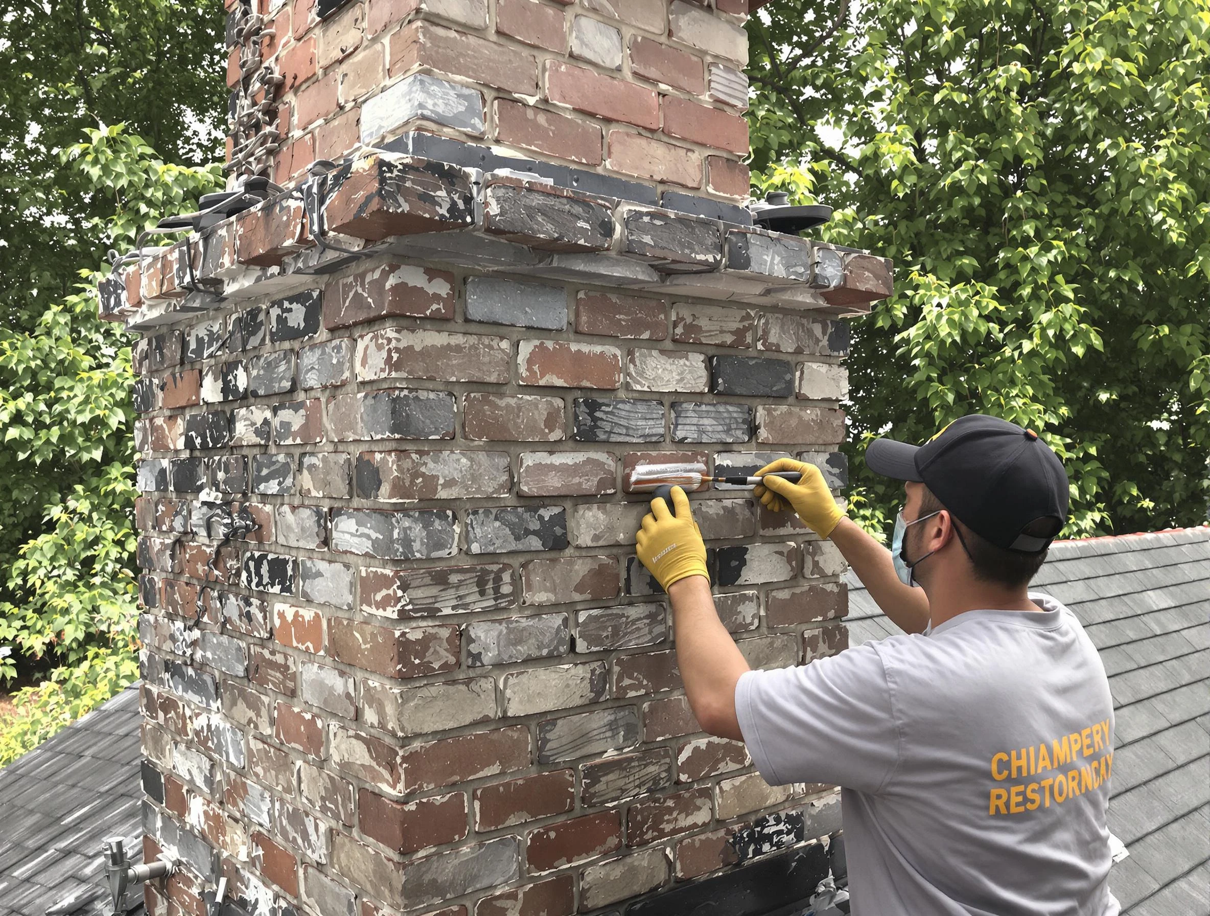 In-progress chimney restoration by Newnan Chimney Sweep in Newnan, GA