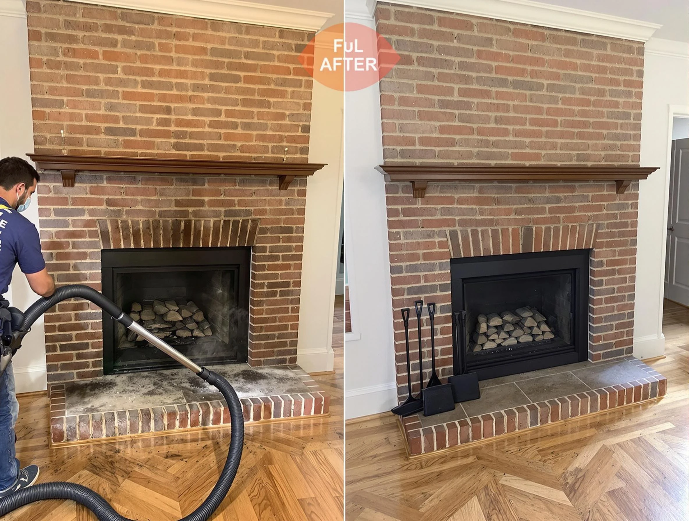 Newnan Chimney Sweep carefully sanitizing a fireplace in Newnan, GA