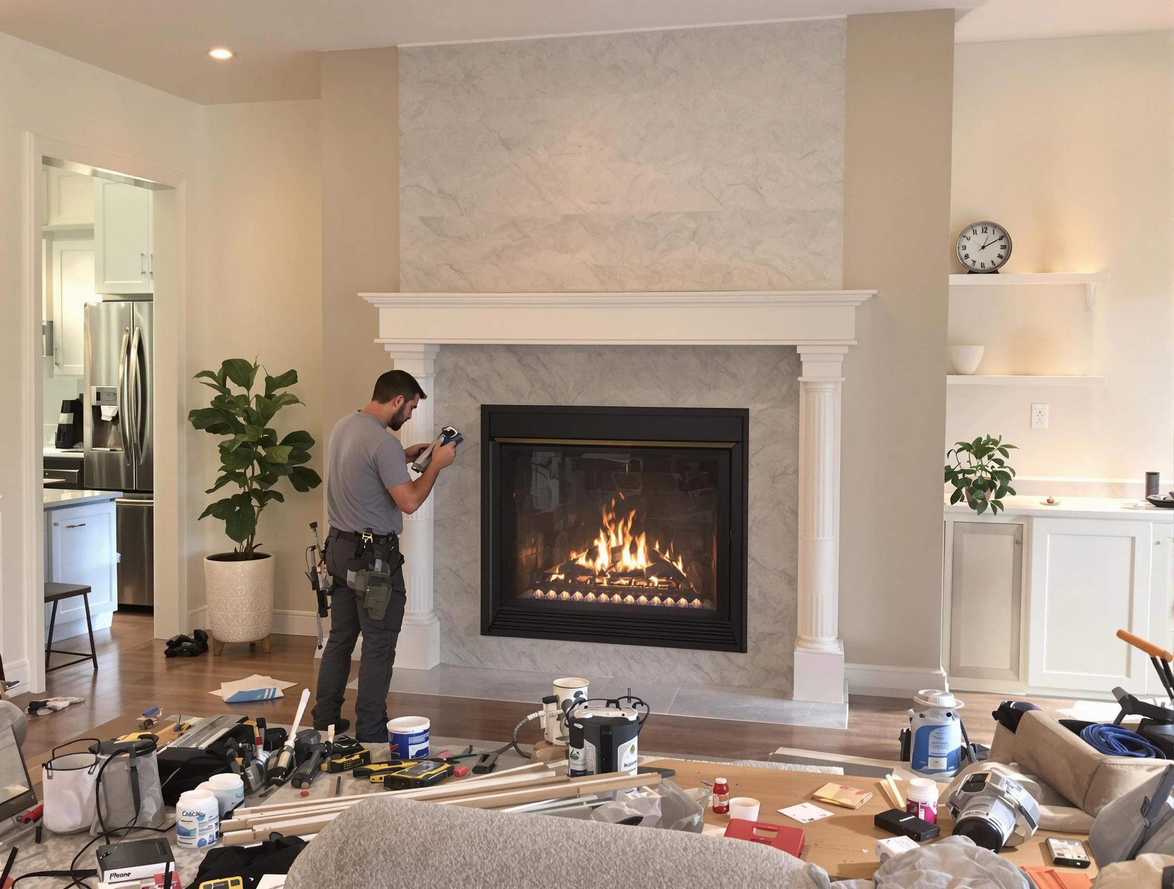 Newly installed fireplace by Newnan Chimney Sweep in Newnan, GA