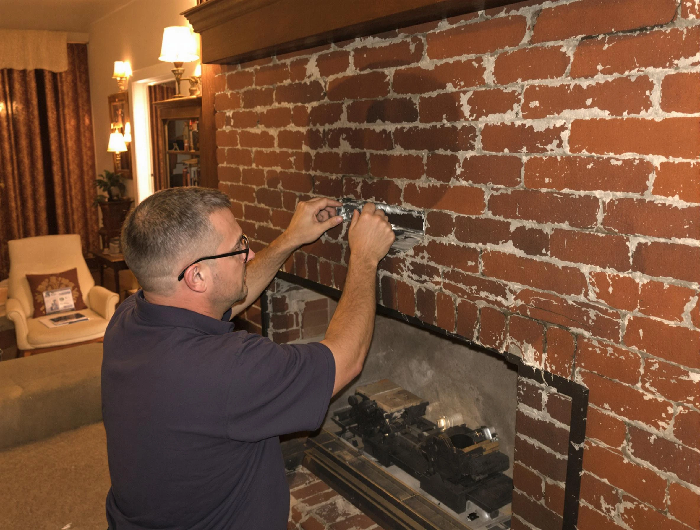 Newnan Chimney Sweep expert fixing a fireplace in Newnan, GA